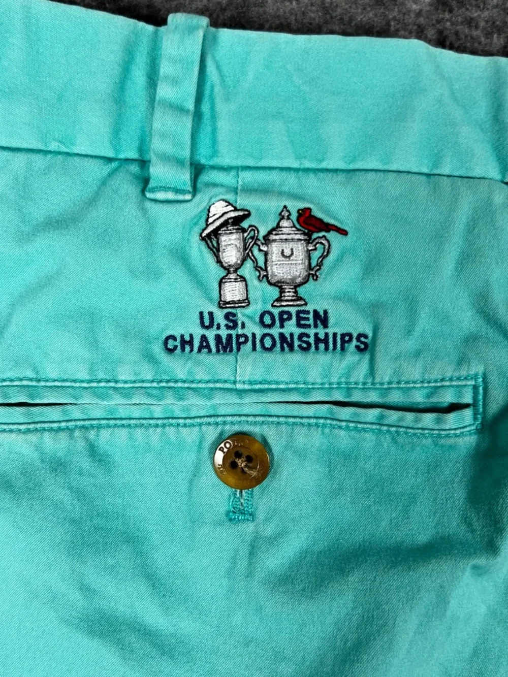 Polo Golf 2014 U.S. Open Championships Twill Shorts Men's 42 Teal Embroidered